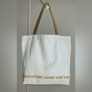 New Louis Vuitton Tote Bag LV Foundation White and Tan Tote Bag Canvas Bag